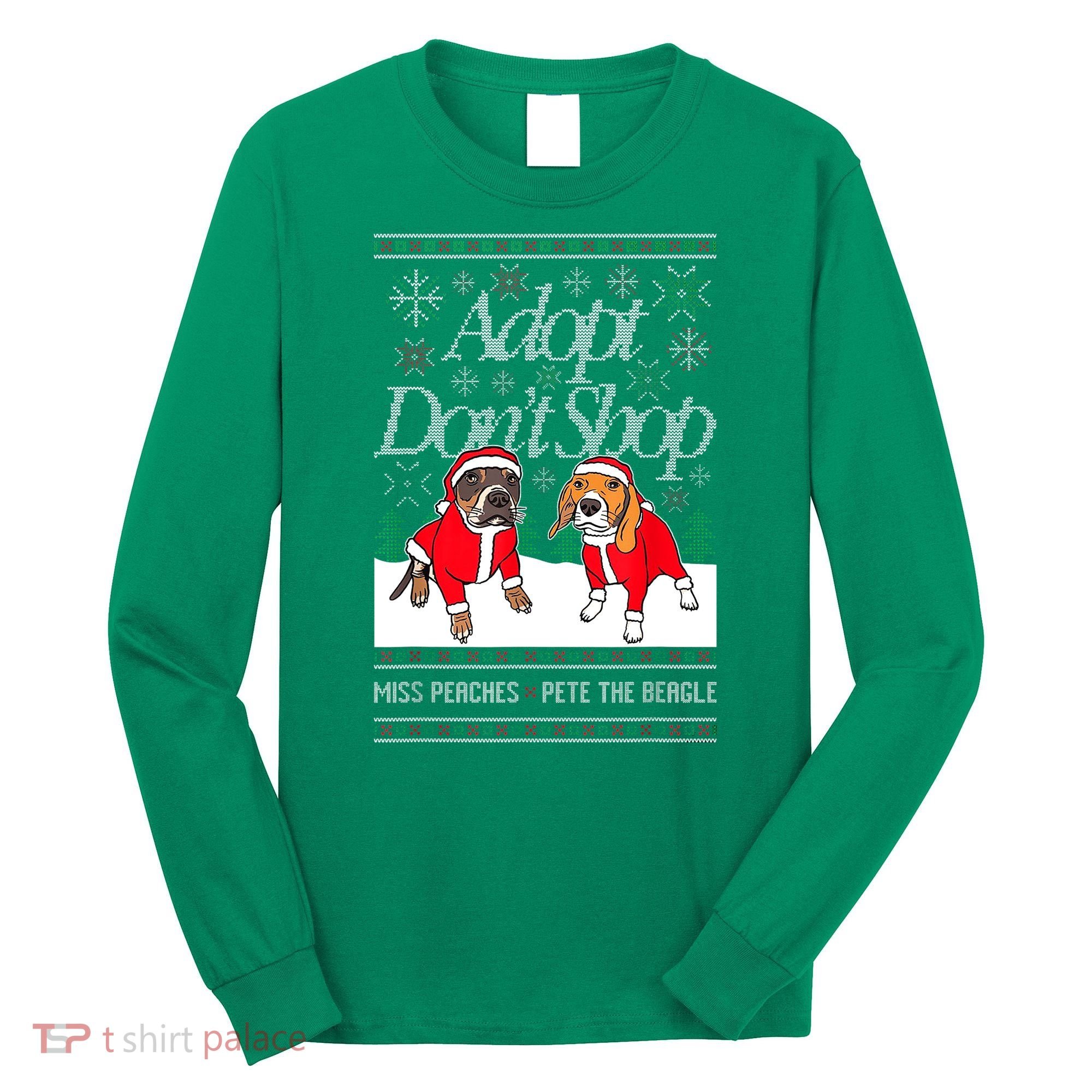 Ugly Christmas Miss Peaches & Pete The Beagle Funny Xmas Gift Long Sleeve Shirt