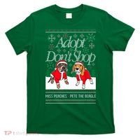 Ugly Christmas Miss Peaches & Pete The Beagle Funny Xmas Gift T-Shirt thumb 0