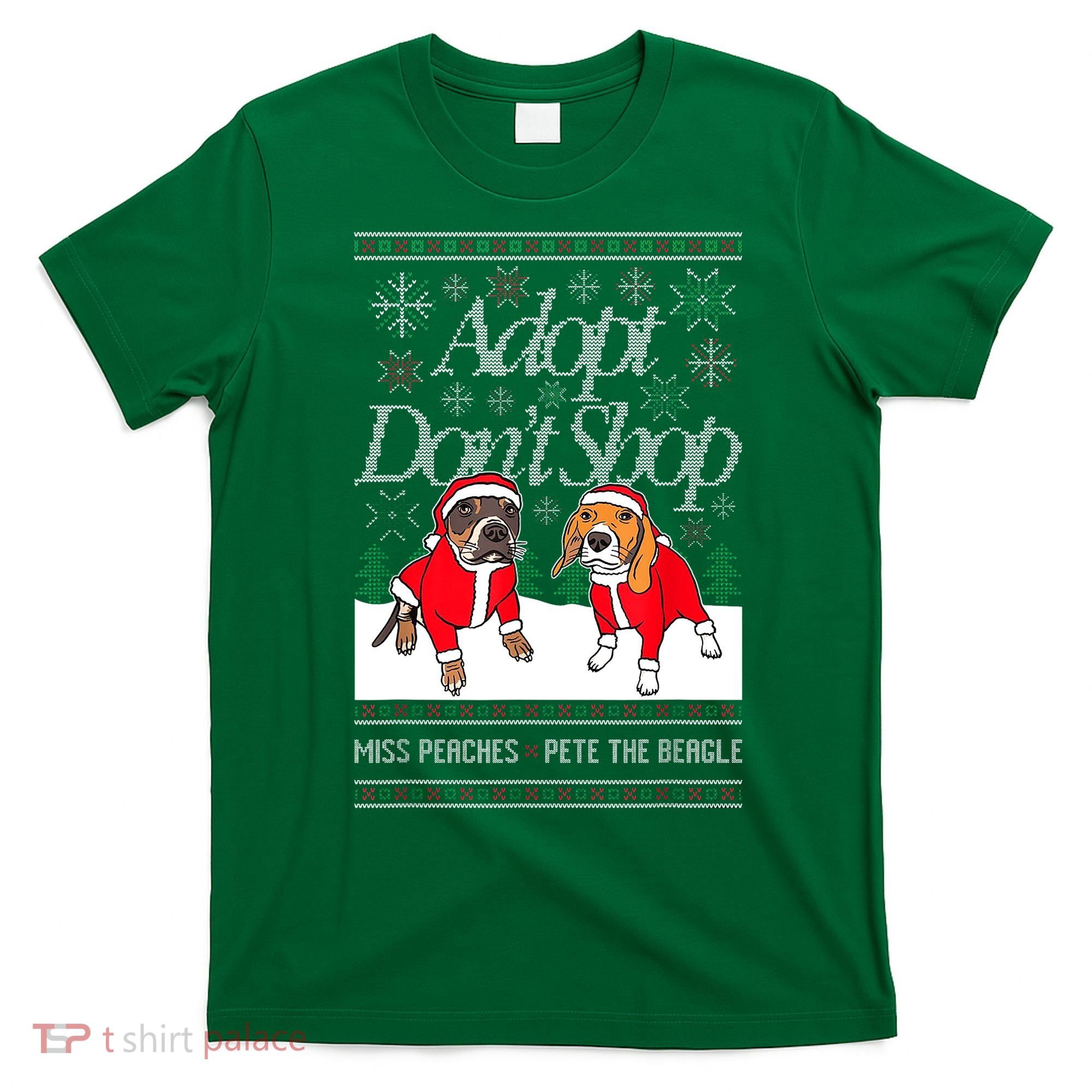 Ugly Christmas Miss Peaches & Pete The Beagle Funny Xmas Gift T-Shirt