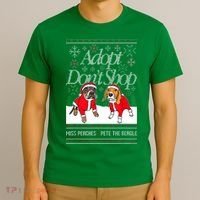 Ugly Christmas Miss Peaches & Pete The Beagle Funny Xmas Gift T-Shirt thumb 3