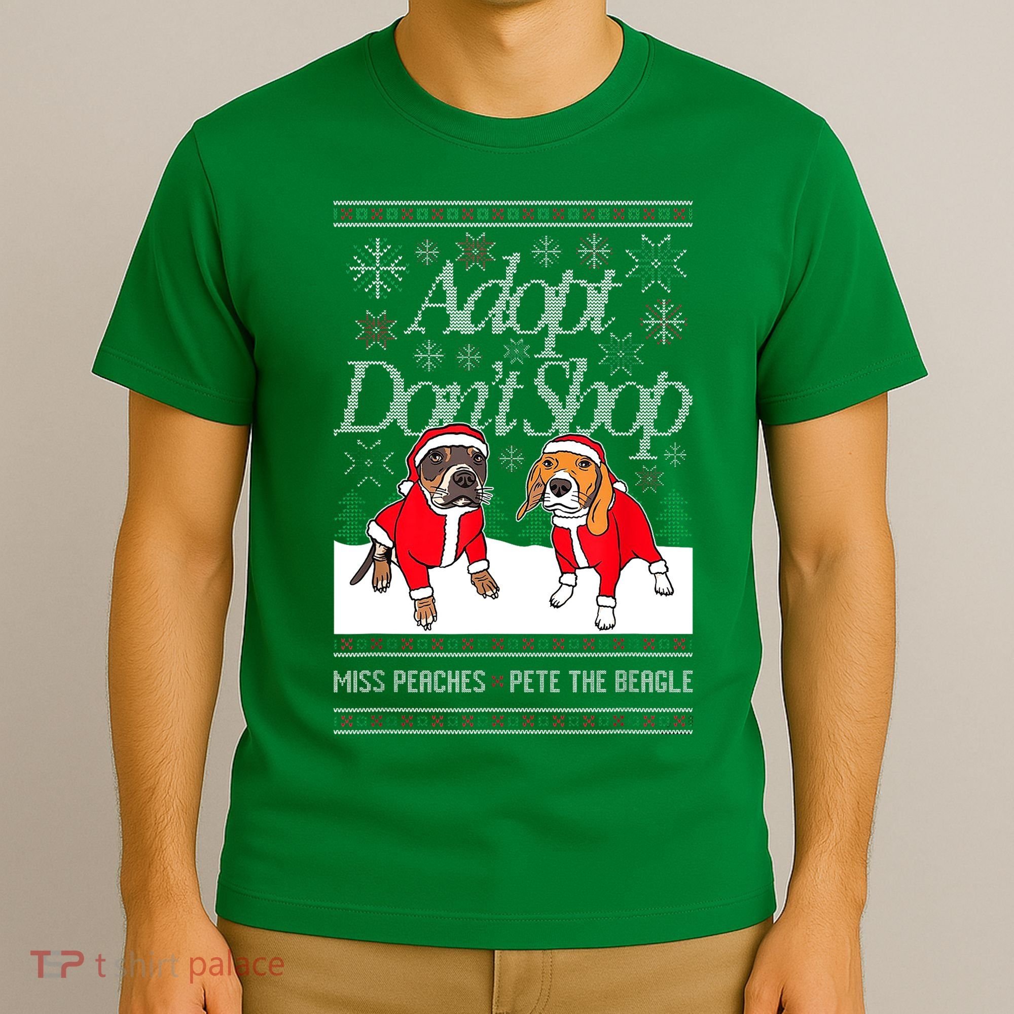 Ugly Christmas Miss Peaches & Pete The Beagle Funny Xmas Gift T-Shirt
