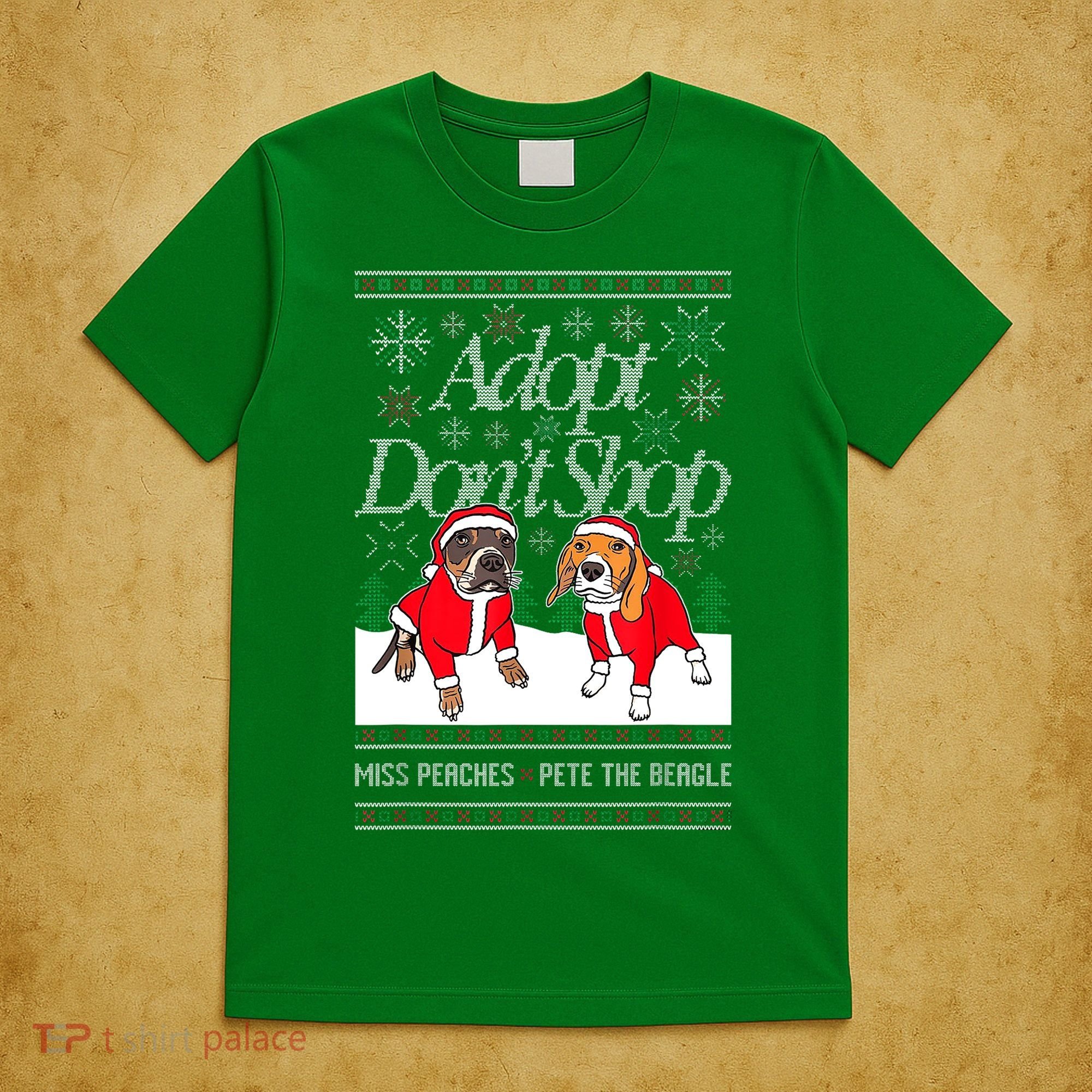 Ugly Christmas Miss Peaches & Pete The Beagle Funny Xmas Gift T-Shirt