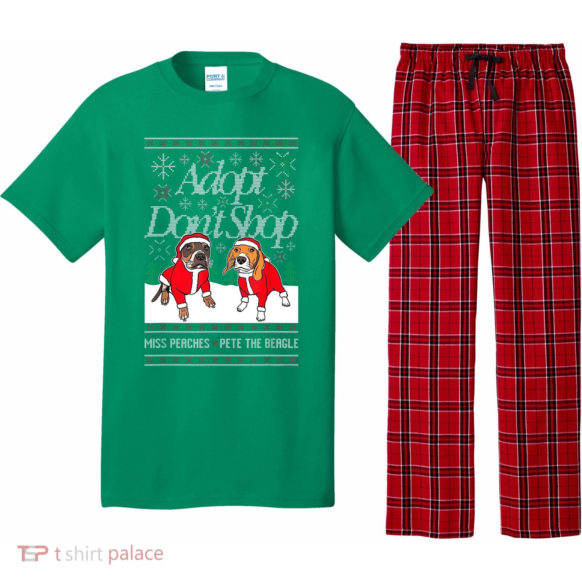 Ugly Christmas Miss Peaches & Pete The Beagle Funny Xmas Gift Pajama Set