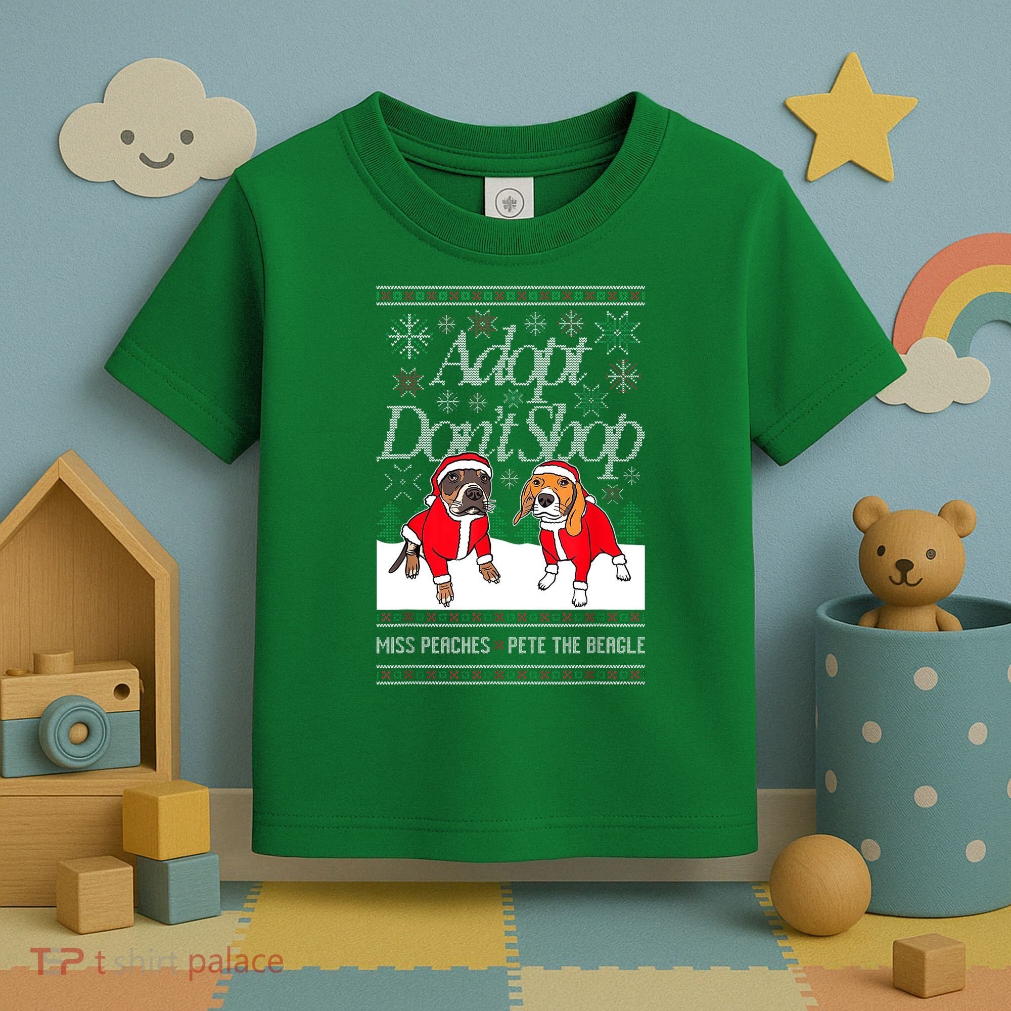 Ugly Christmas Miss Peaches & Pete The Beagle Funny Xmas Gift Toddler T-Shirt