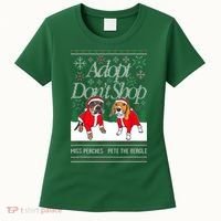 Ugly Christmas Miss Peaches & Pete The Beagle Funny Xmas Gift Women's T-Shirt thumb 0