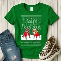 Ugly Christmas Miss Peaches & Pete The Beagle Funny Xmas Gift Women's T-Shirt thumb 3
