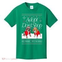 Ugly Christmas Miss Peaches & Pete The Beagle Funny Xmas Gift Kids T-Shirt thumb 0