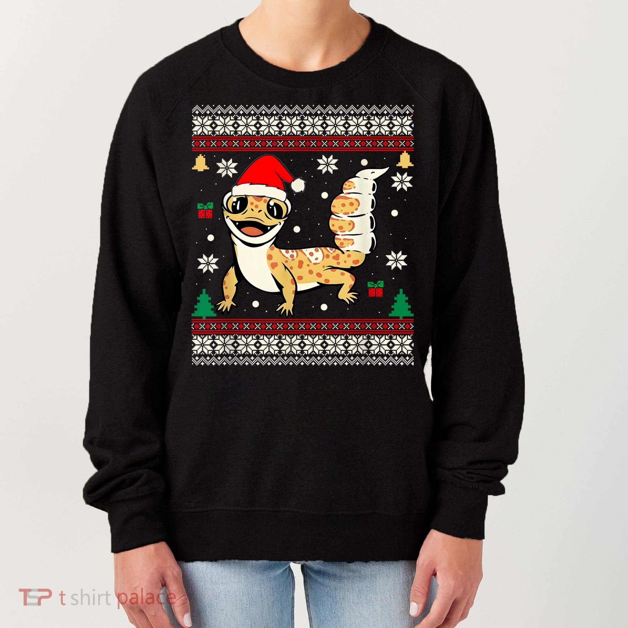 Ugly Christmas Pajama Sweater Leopard Gecko Animals Lover Women's Sweatshirt