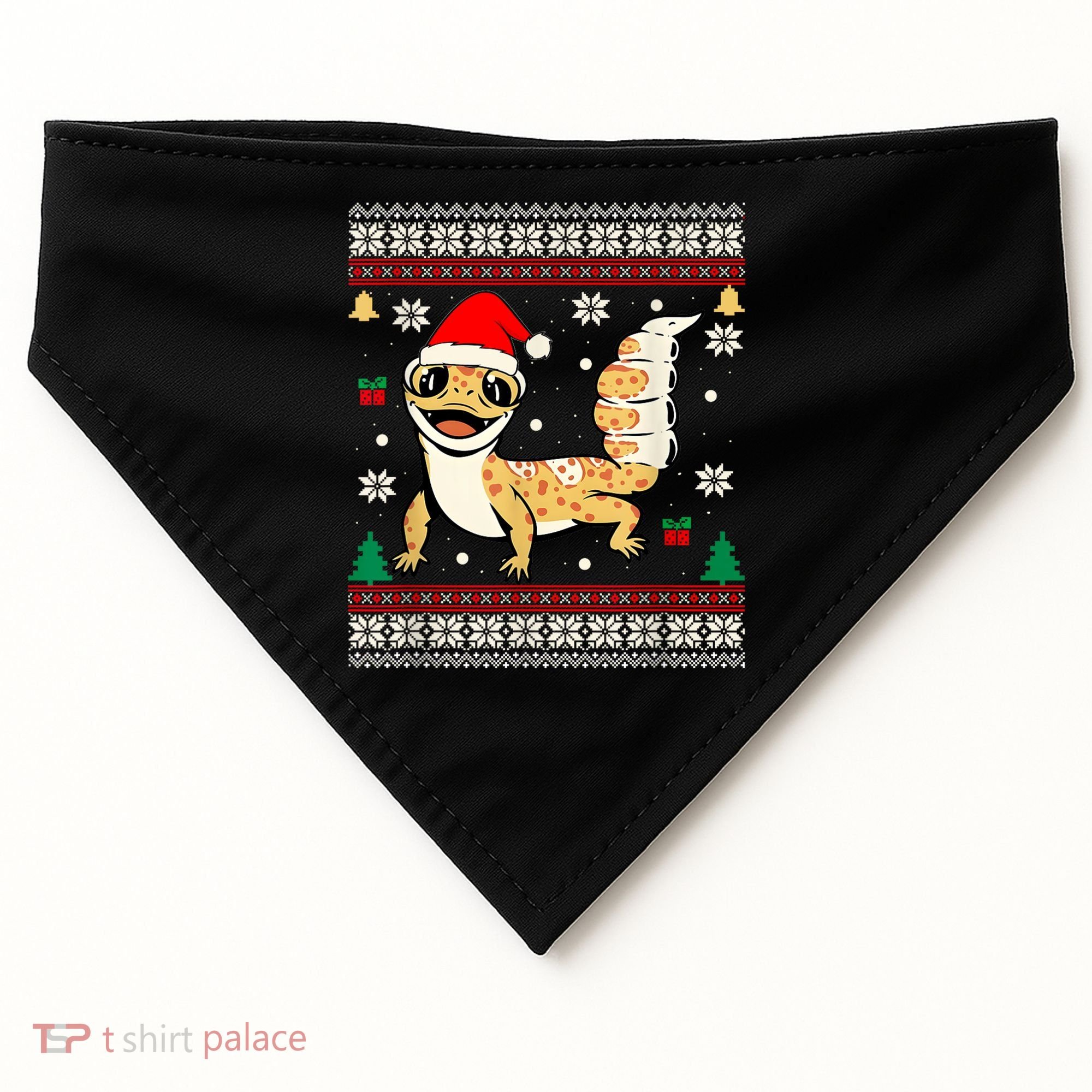 Ugly Christmas Pajama Sweater Leopard Gecko Animals Lover USA-Made Doggie Bandana