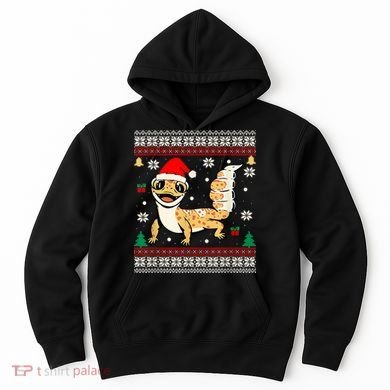 Ugly Christmas Pajama Sweater Leopard Gecko Animals Lover Hoodie