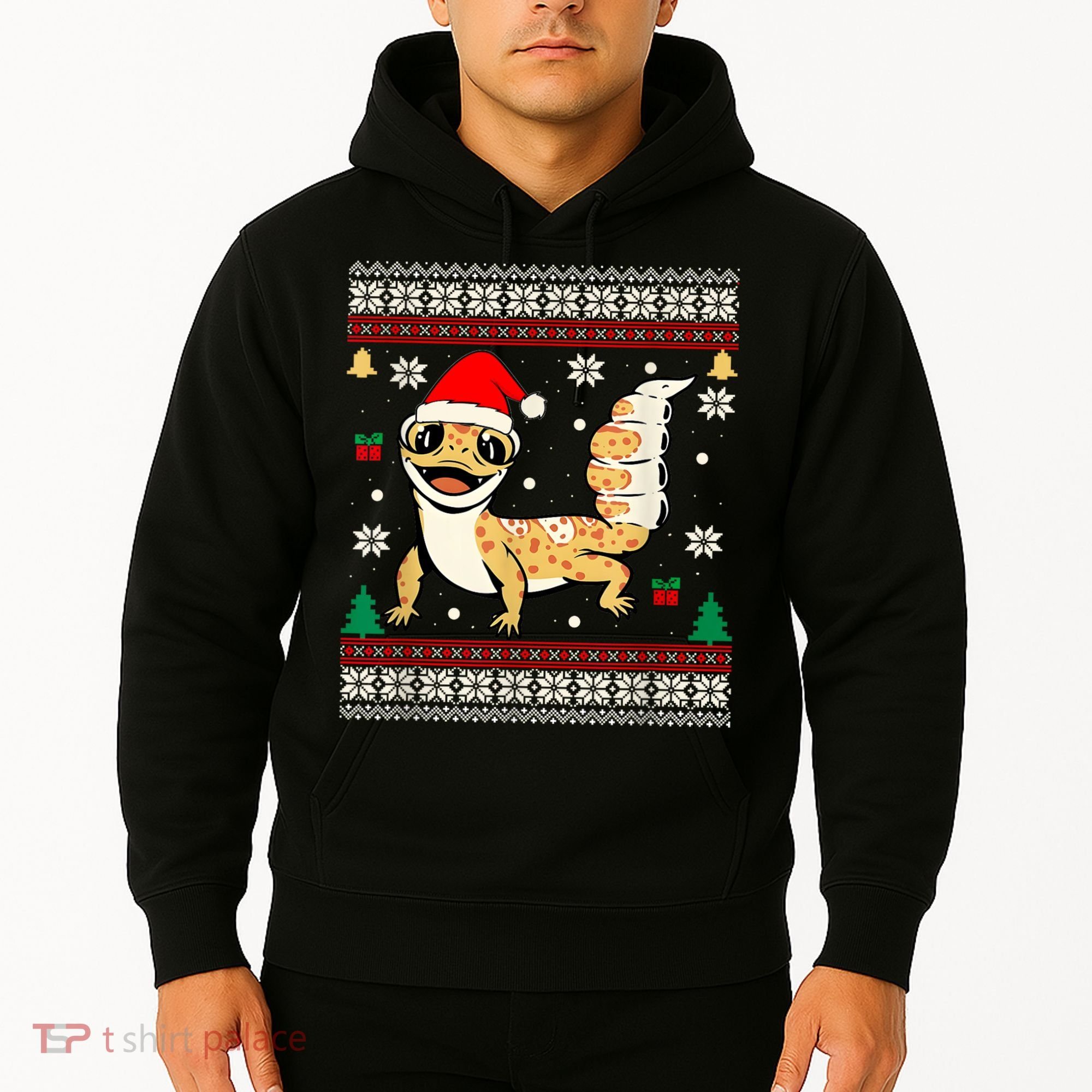 Ugly Christmas Pajama Sweater Leopard Gecko Animals Lover Hoodie