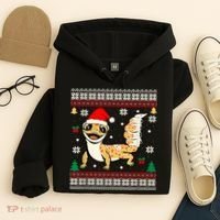 Ugly Christmas Pajama Sweater Leopard Gecko Animals Lover Hoodie thumb 4
