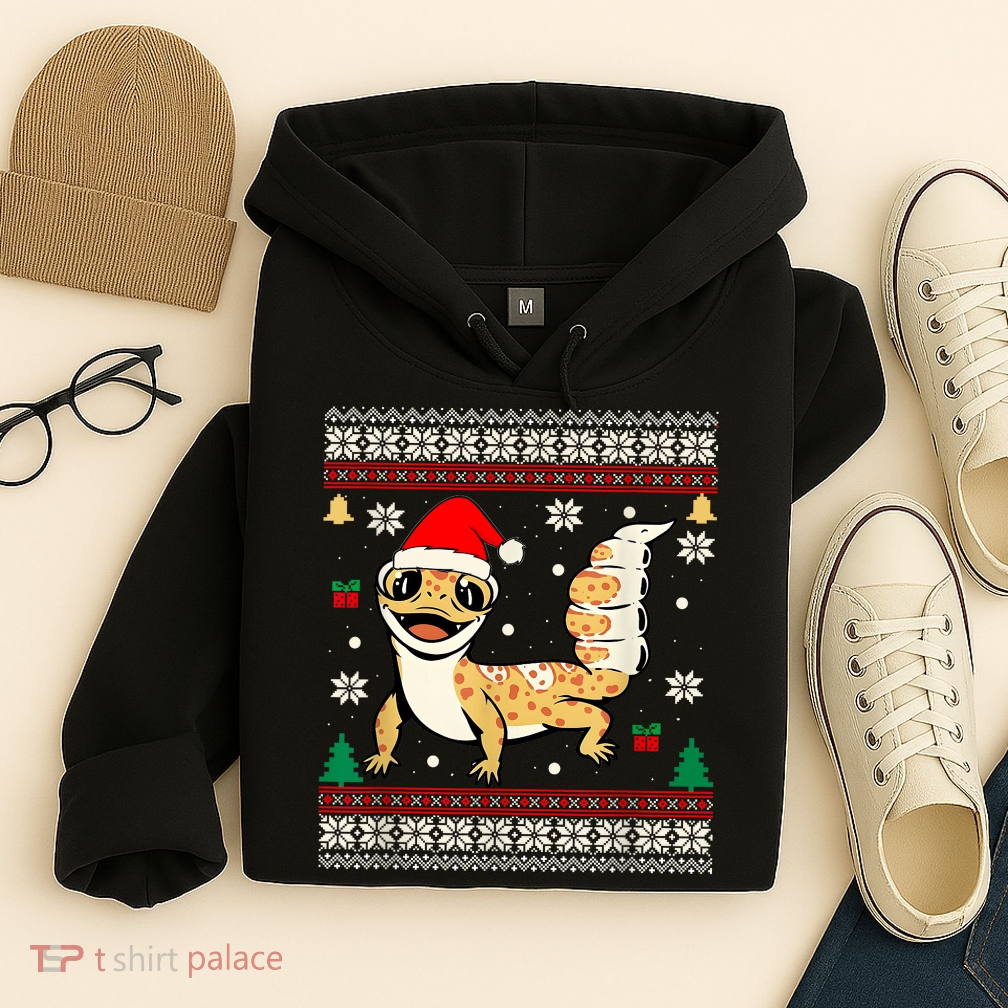 Ugly Christmas Pajama Sweater Leopard Gecko Animals Lover Hoodie