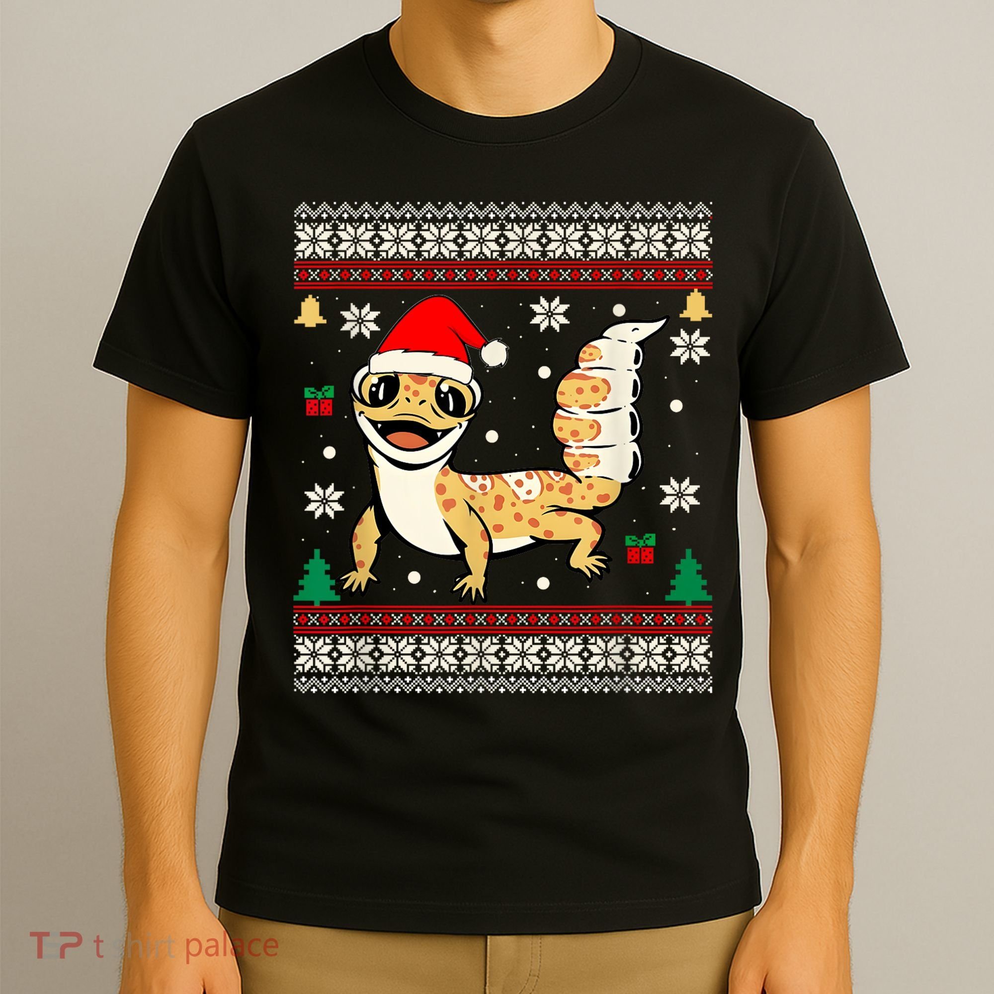 Ugly Christmas Pajama Sweater Leopard Gecko Animals Lover T-Shirt