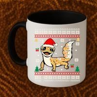 Ugly Christmas Pajama Sweater Leopard Gecko Animals Lover Coffee Mug thumb 2