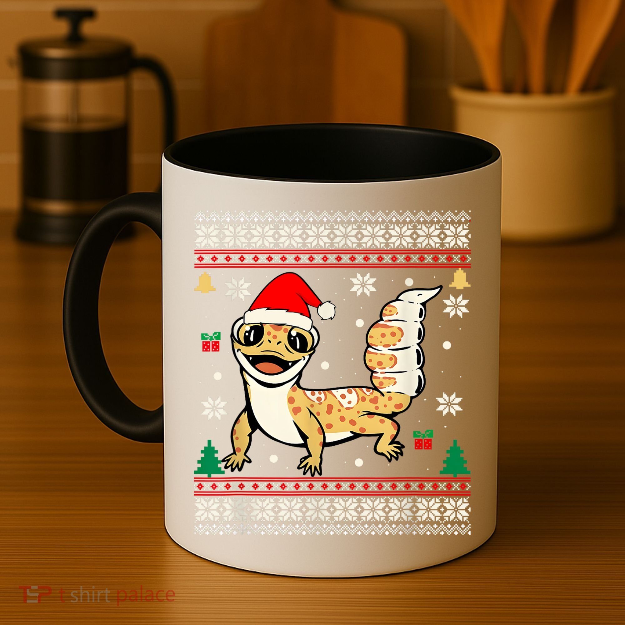 Ugly Christmas Pajama Sweater Leopard Gecko Animals Lover Coffee Mug