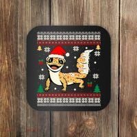 Ugly Christmas Pajama Sweater Leopard Gecko Animals Lover Coaster thumb 0