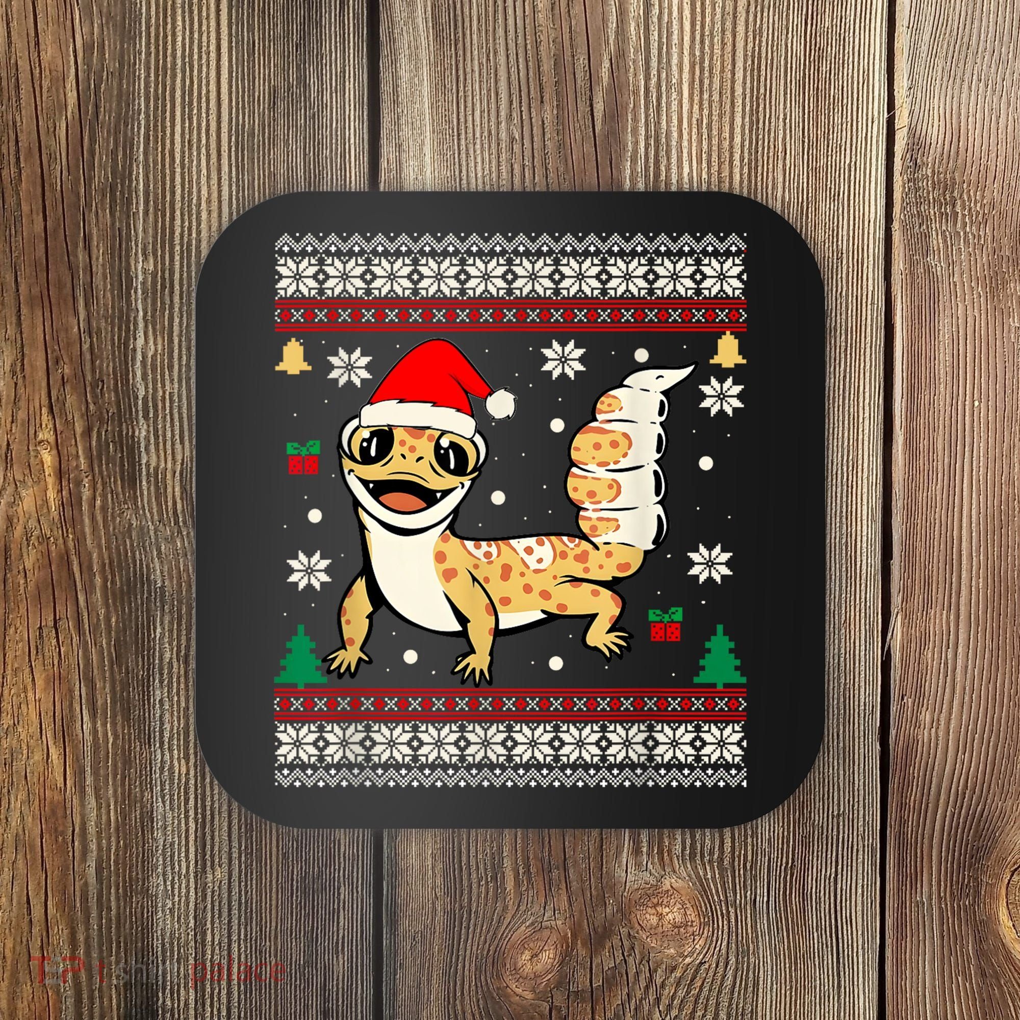 Ugly Christmas Pajama Sweater Leopard Gecko Animals Lover Coaster