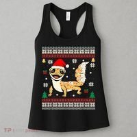 Ugly Christmas Pajama Sweater Leopard Gecko Animals Lover Women's Tank Top thumb 3
