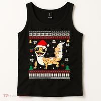Ugly Christmas Pajama Sweater Leopard Gecko Animals Lover Tank Top thumb 2