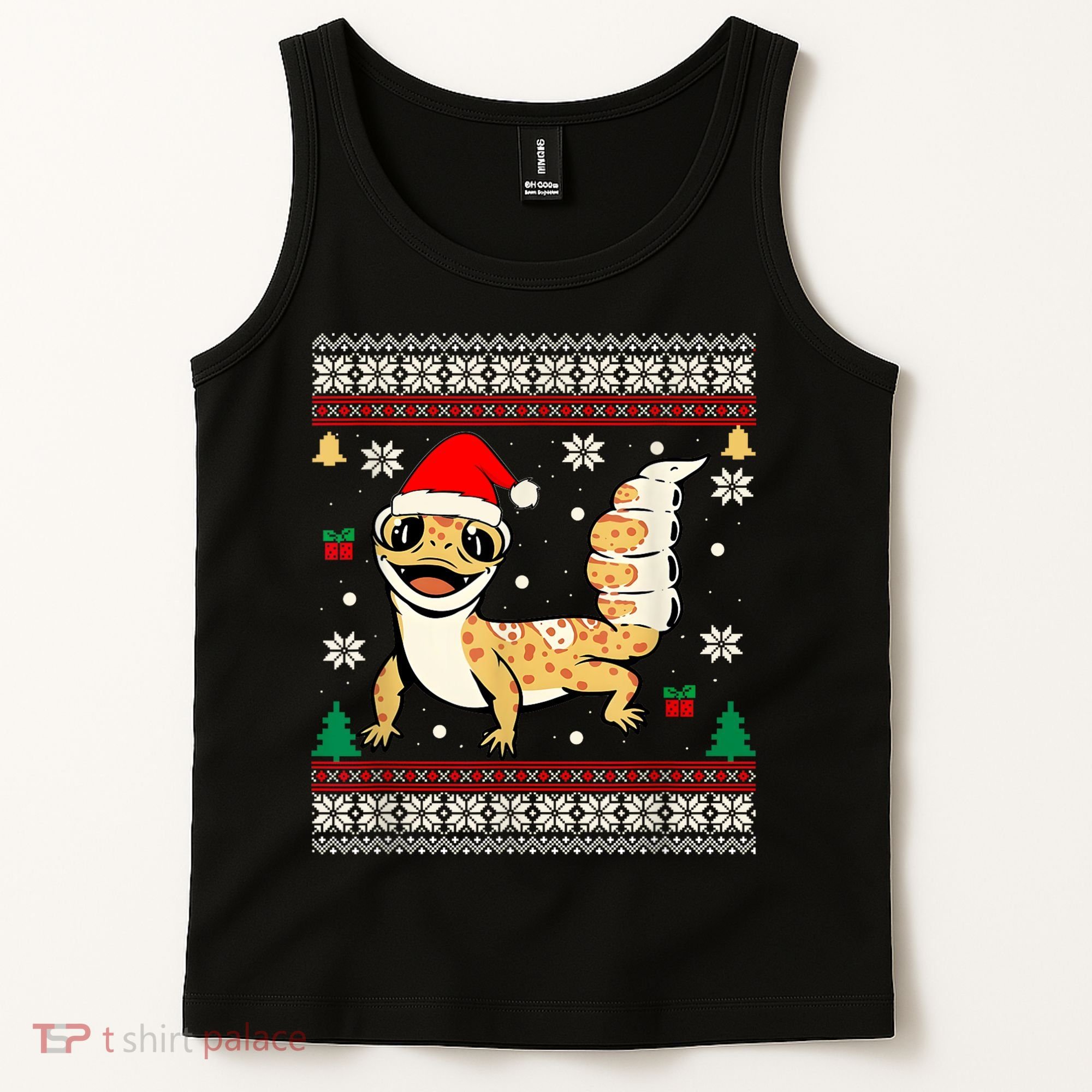 Ugly Christmas Pajama Sweater Leopard Gecko Animals Lover Tank Top
