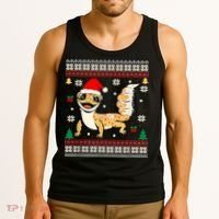 Ugly Christmas Pajama Sweater Leopard Gecko Animals Lover Tank Top thumb 3