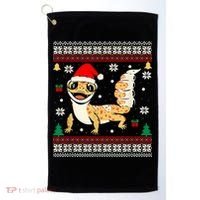 Ugly Christmas Pajama Sweater Leopard Gecko Animals Lover Golf Towel thumb 0