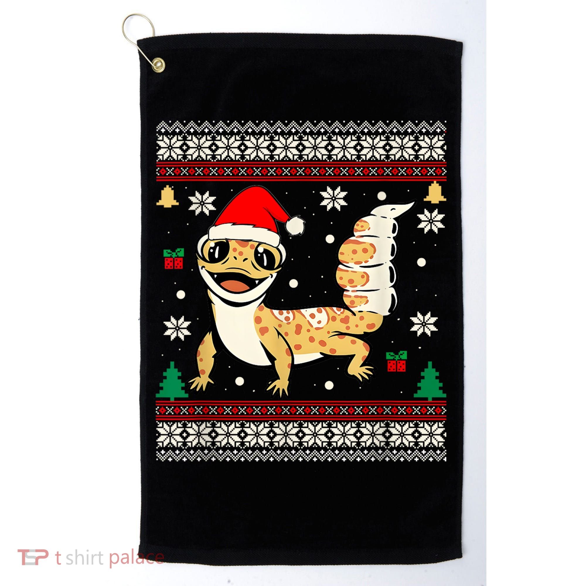 Ugly Christmas Pajama Sweater Leopard Gecko Animals Lover Golf Towel