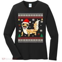 Ugly Christmas Pajama Sweater Leopard Gecko Animals Lover Women's Long Sleeve Shirt thumb 0