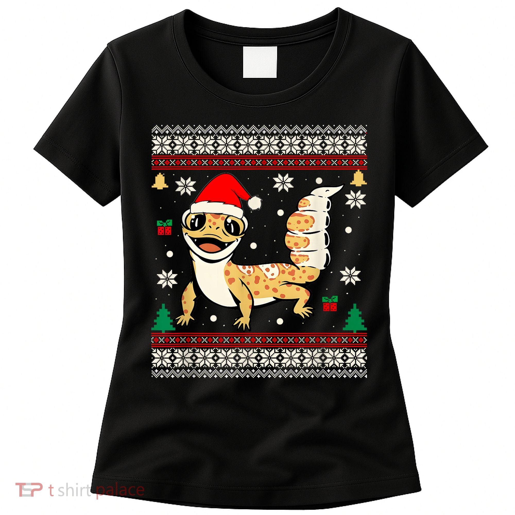 Ugly Christmas Pajama Sweater Leopard Gecko Animals Lover Women's T-Shirt