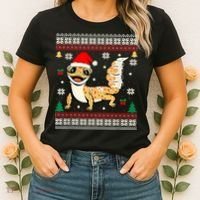 Ugly Christmas Pajama Sweater Leopard Gecko Animals Lover Women's T-Shirt thumb 2