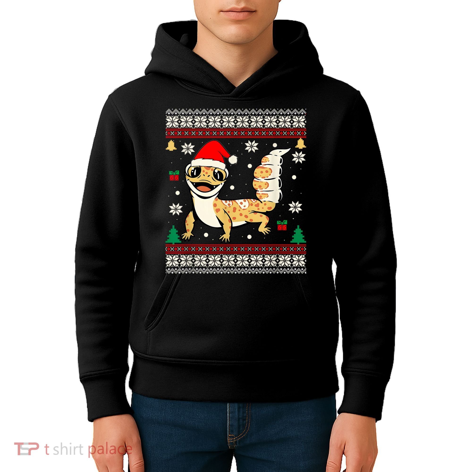 Ugly Christmas Pajama Sweater Leopard Gecko Animals Lover Kids Hoodie