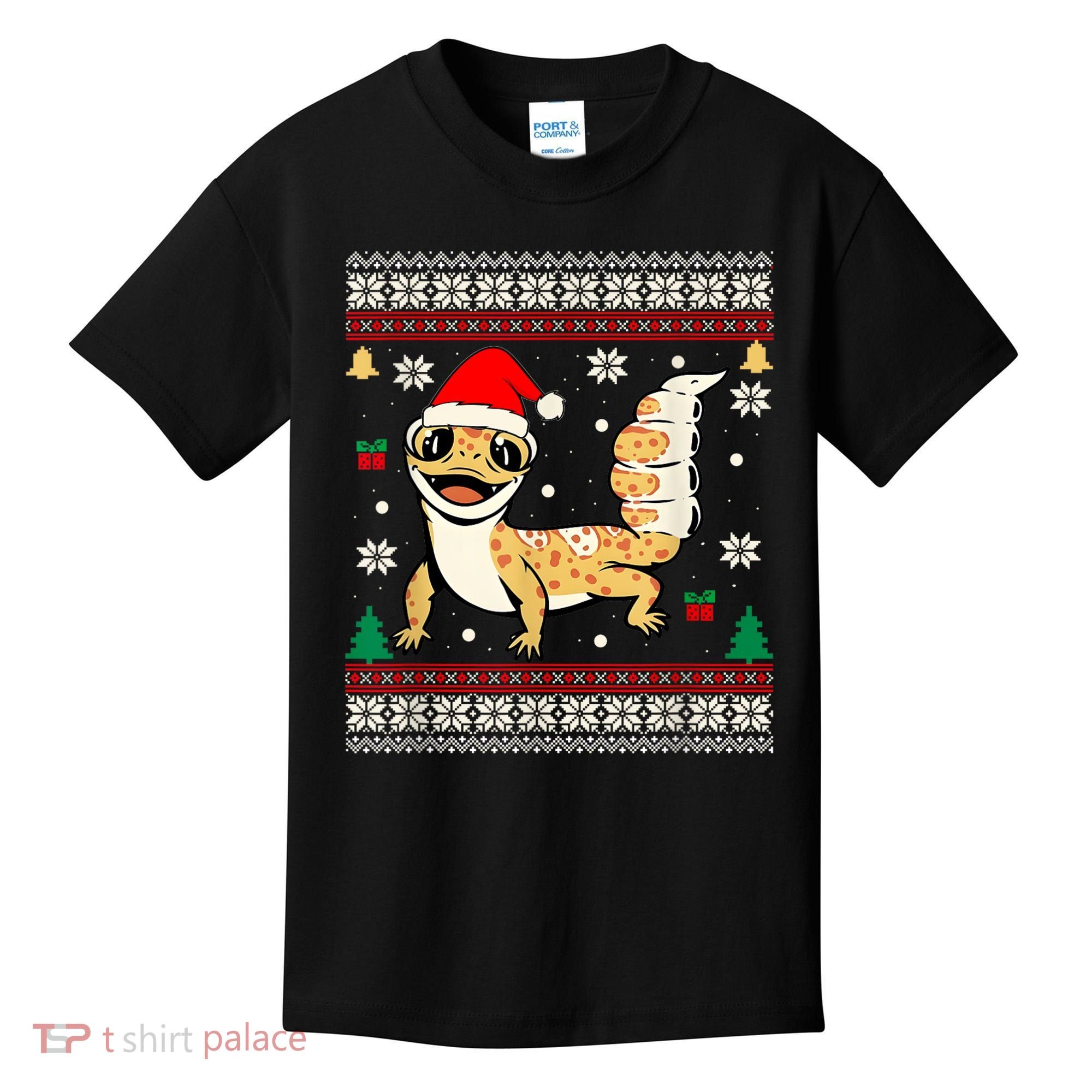 Ugly Christmas Pajama Sweater Leopard Gecko Animals Lover Kids T-Shirt