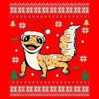 Ugly Christmas Pajama Sweater Leopard Gecko Animals Lover Santa Hat thumb 1