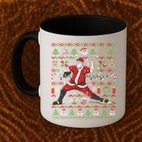Ugly Christmas Pitcher Baseball Santa Claus Great Gift Coffee Mug thumb 2