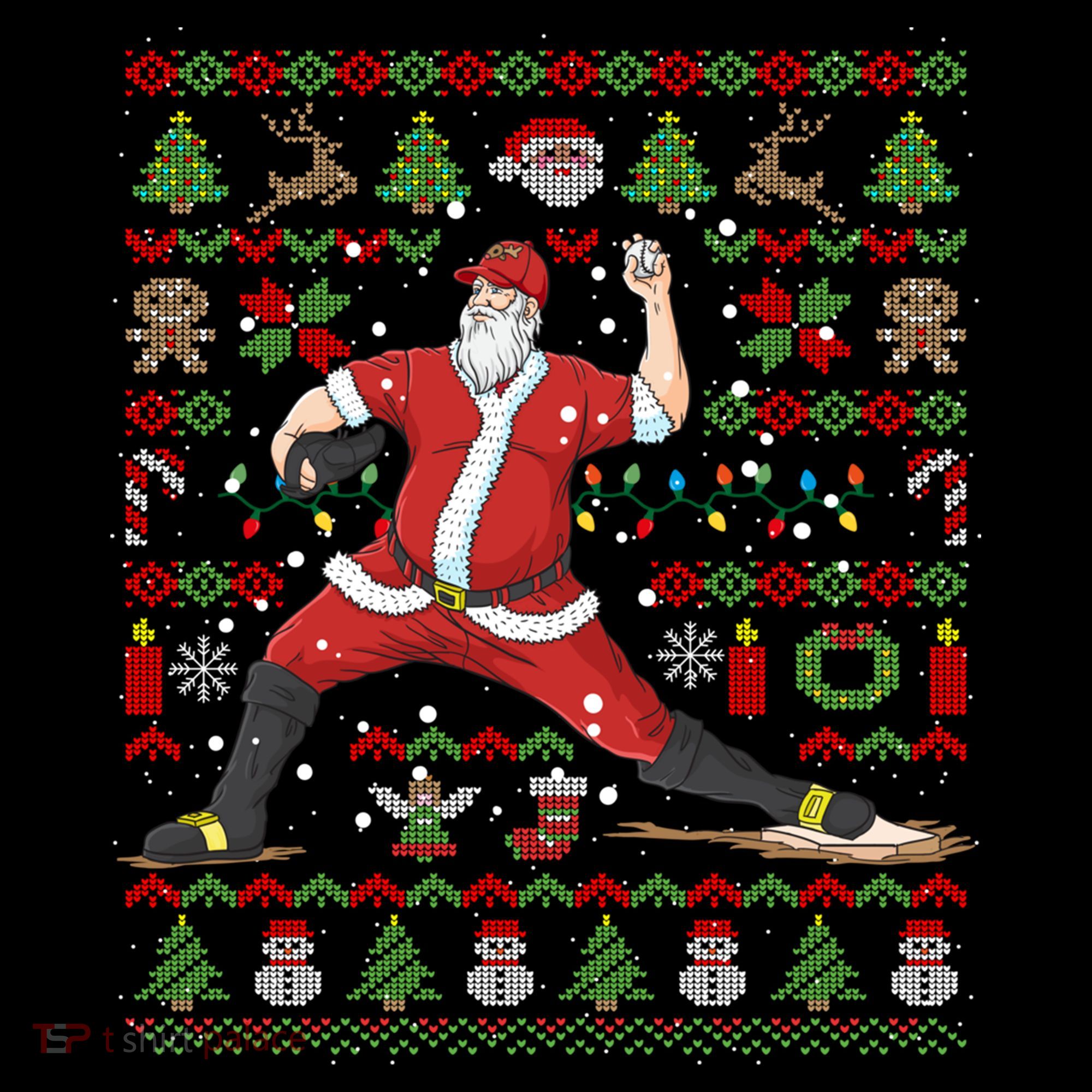 Ugly Christmas Pitcher Baseball Santa Claus Great Gift Women's Hoodie