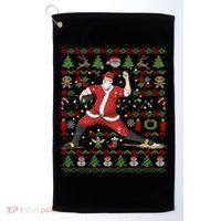 Ugly Christmas Pitcher Baseball Santa Claus Great Gift Golf Towel thumb 0
