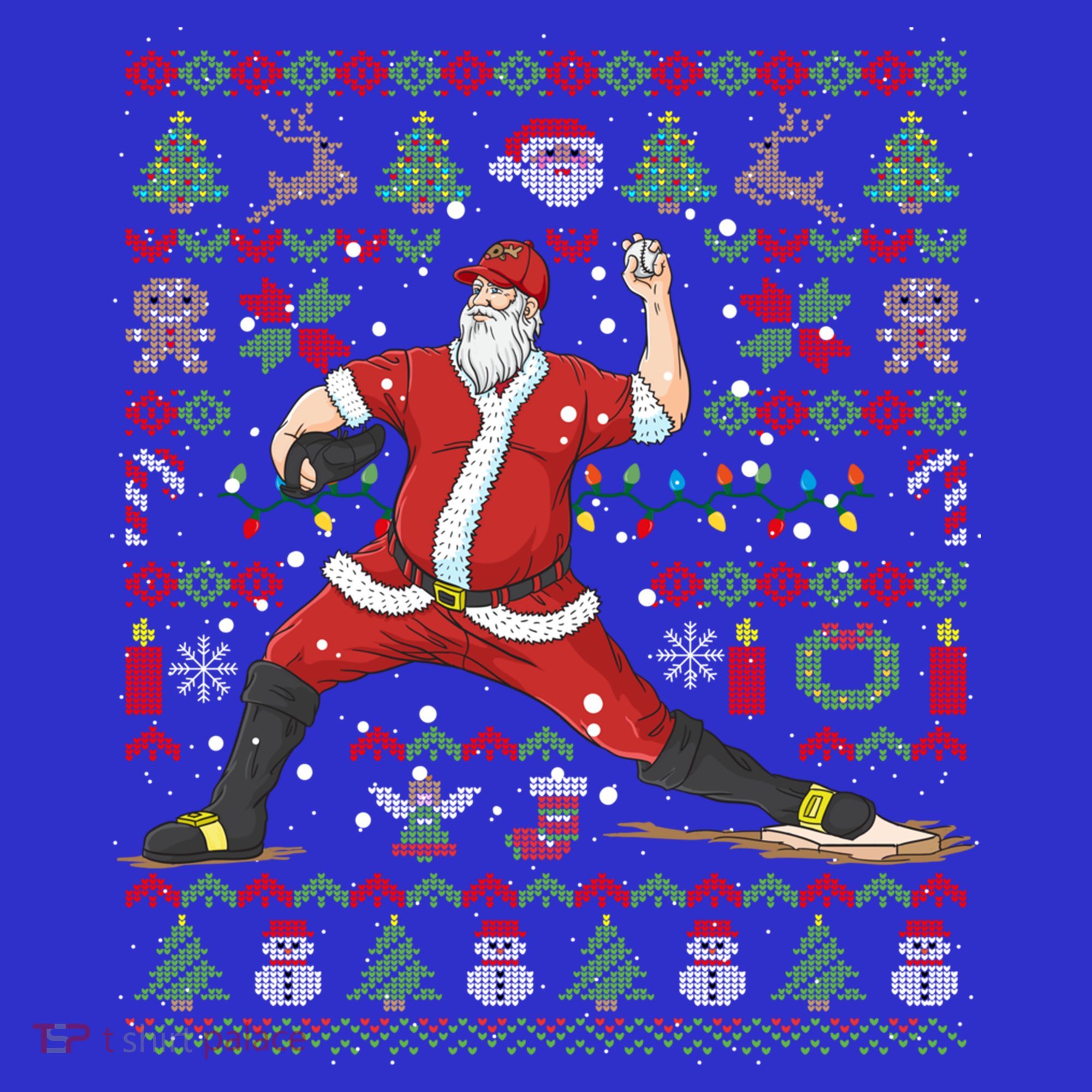 Ugly Christmas Pitcher Baseball Santa Claus Great Gift T-Shirt