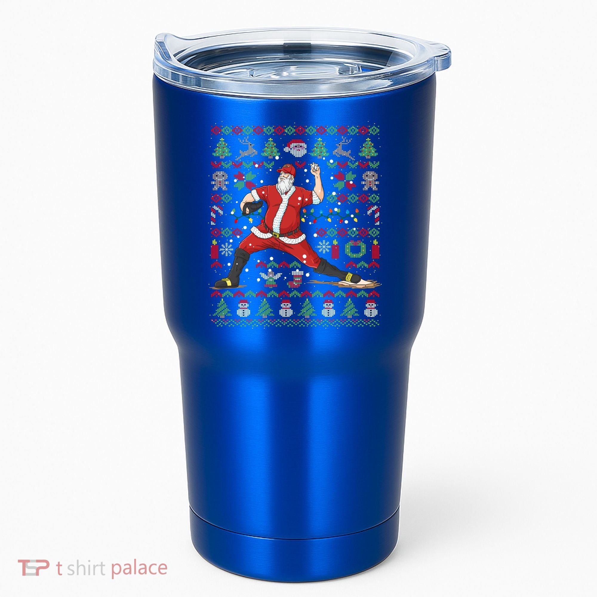 Ugly Christmas Pitcher Baseball Santa Claus Great Gift Tumbler