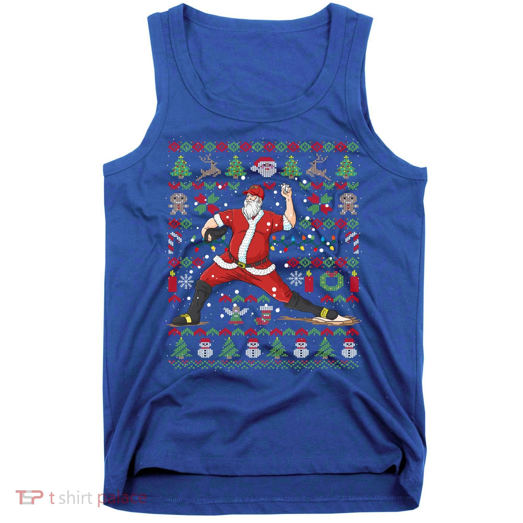 Ugly Christmas Pitcher Baseball Santa Claus Great Gift Tank Top
