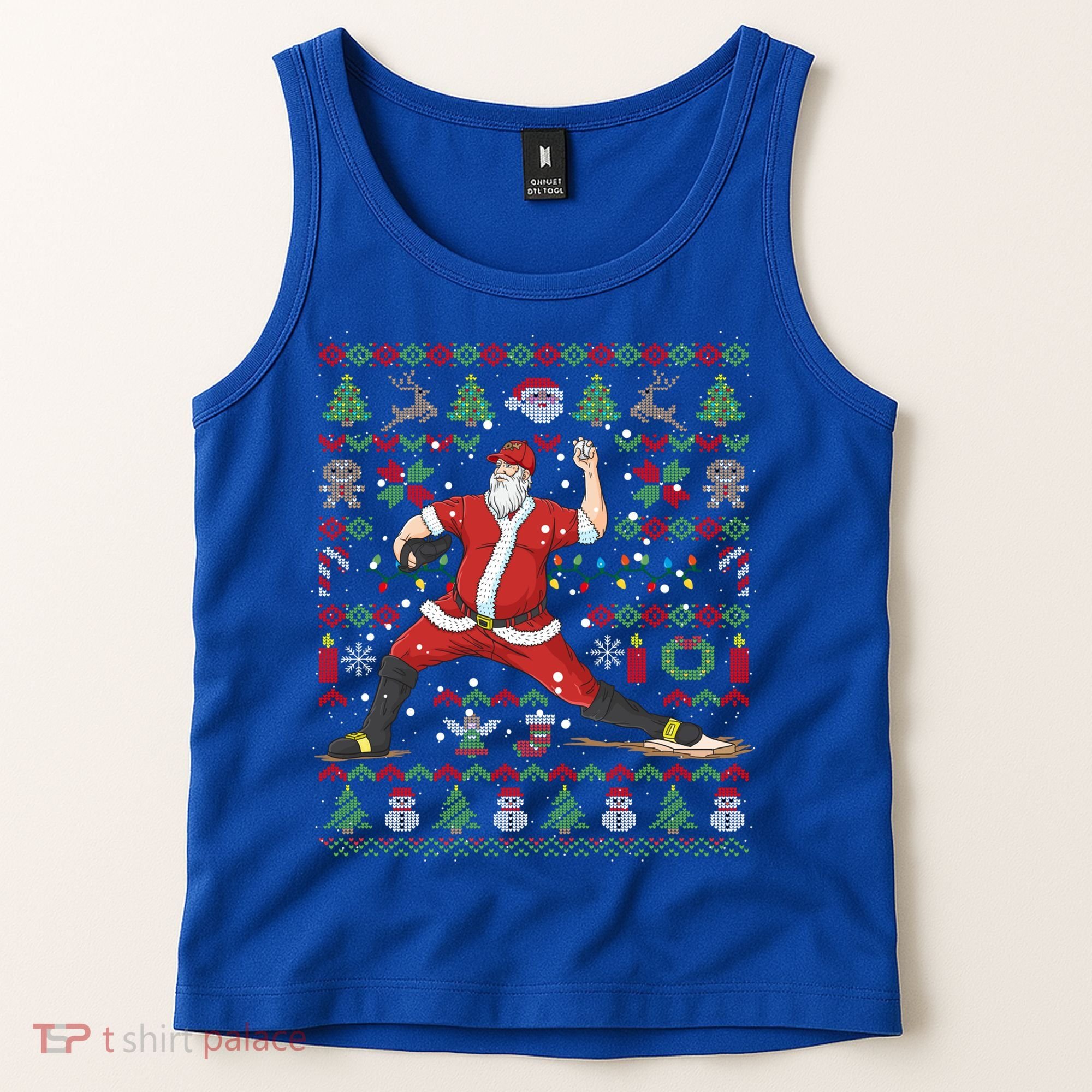 Ugly Christmas Pitcher Baseball Santa Claus Great Gift Tank Top