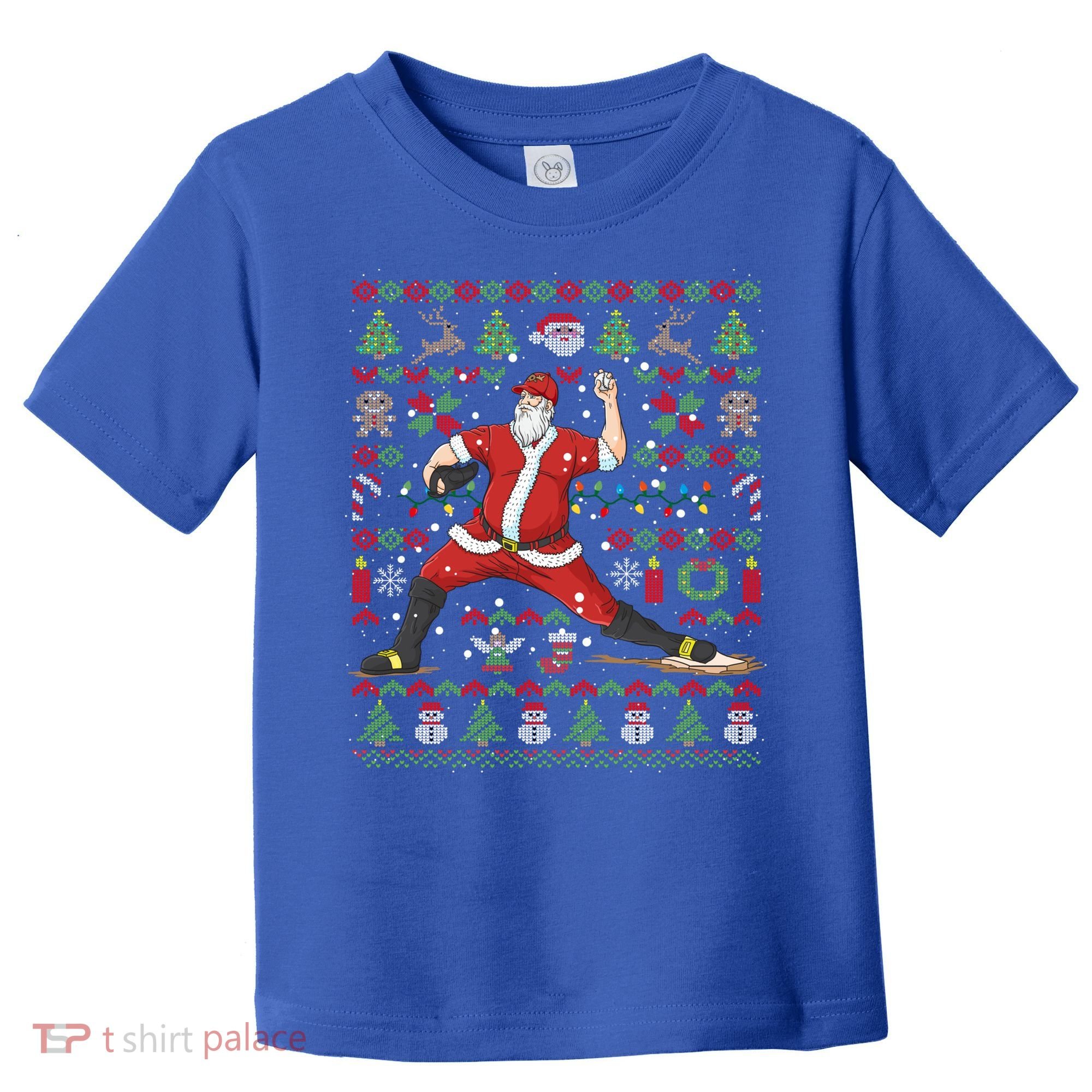 Ugly Christmas Pitcher Baseball Santa Claus Great Gift Toddler T-Shirt