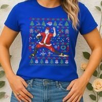 Ugly Christmas Pitcher Baseball Santa Claus Great Gift Women's T-Shirt thumb 2