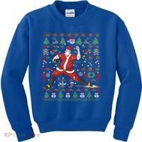 Ugly Christmas Pitcher Baseball Santa Claus Great Gift Kids Sweatshirt thumb 0