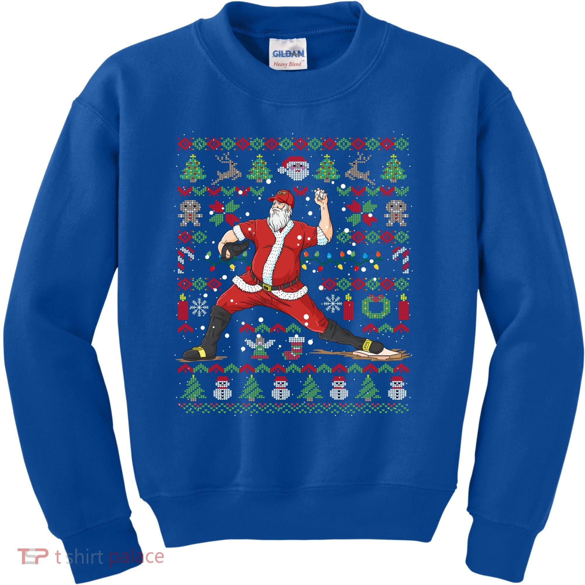 Ugly Christmas Pitcher Baseball Santa Claus Great Gift Kids Sweatshirt