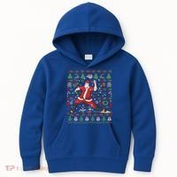 Ugly Christmas Pitcher Baseball Santa Claus Great Gift Kids Hoodie thumb 0