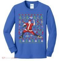 Ugly Christmas Pitcher Baseball Santa Claus Great Gift Kids Long Sleeve Shirt thumb 0