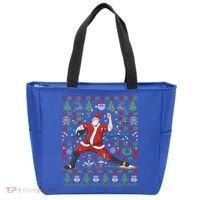 Ugly Christmas Pitcher Baseball Santa Claus Great Gift Tote Bag thumb 0