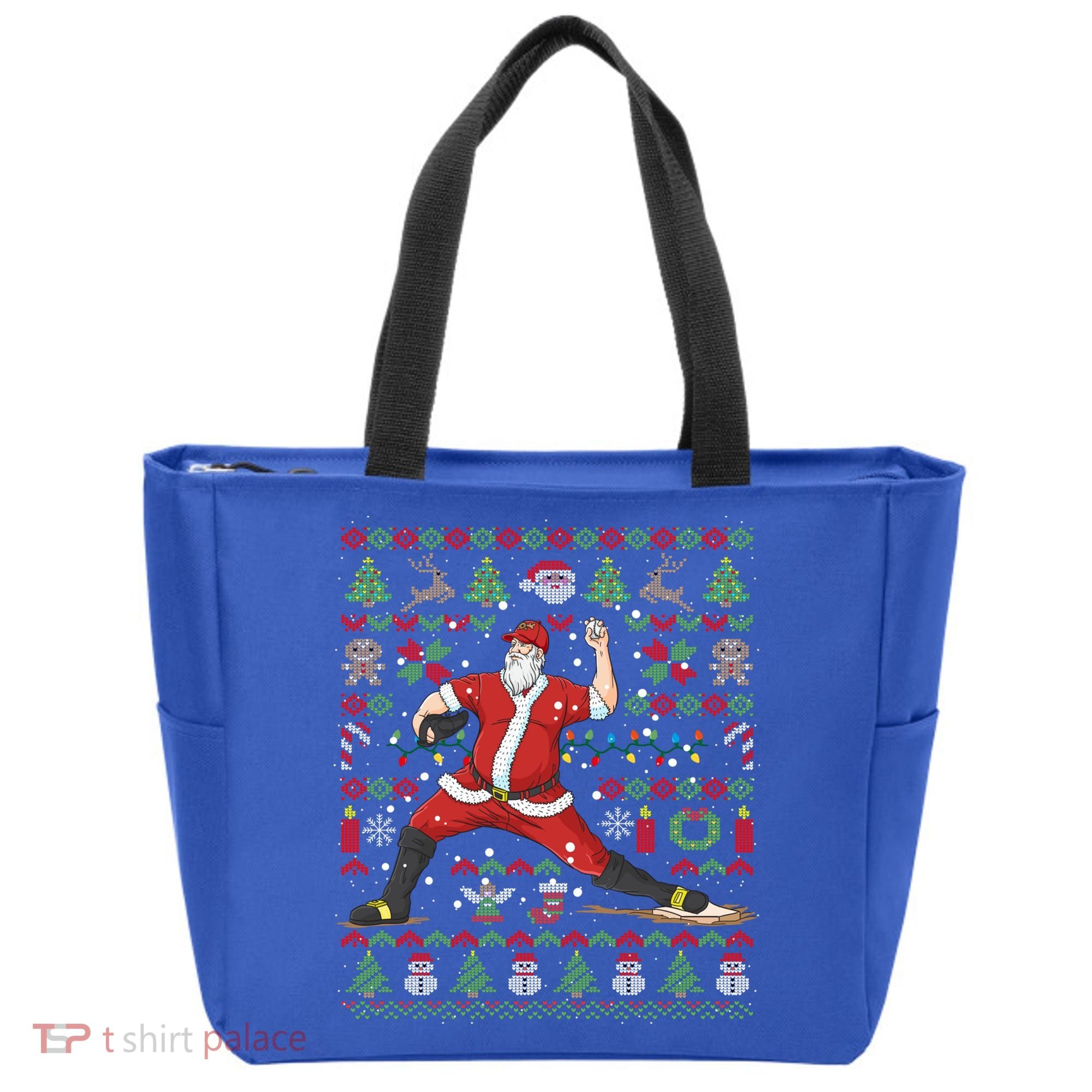 Ugly Christmas Pitcher Baseball Santa Claus Great Gift Tote Bag