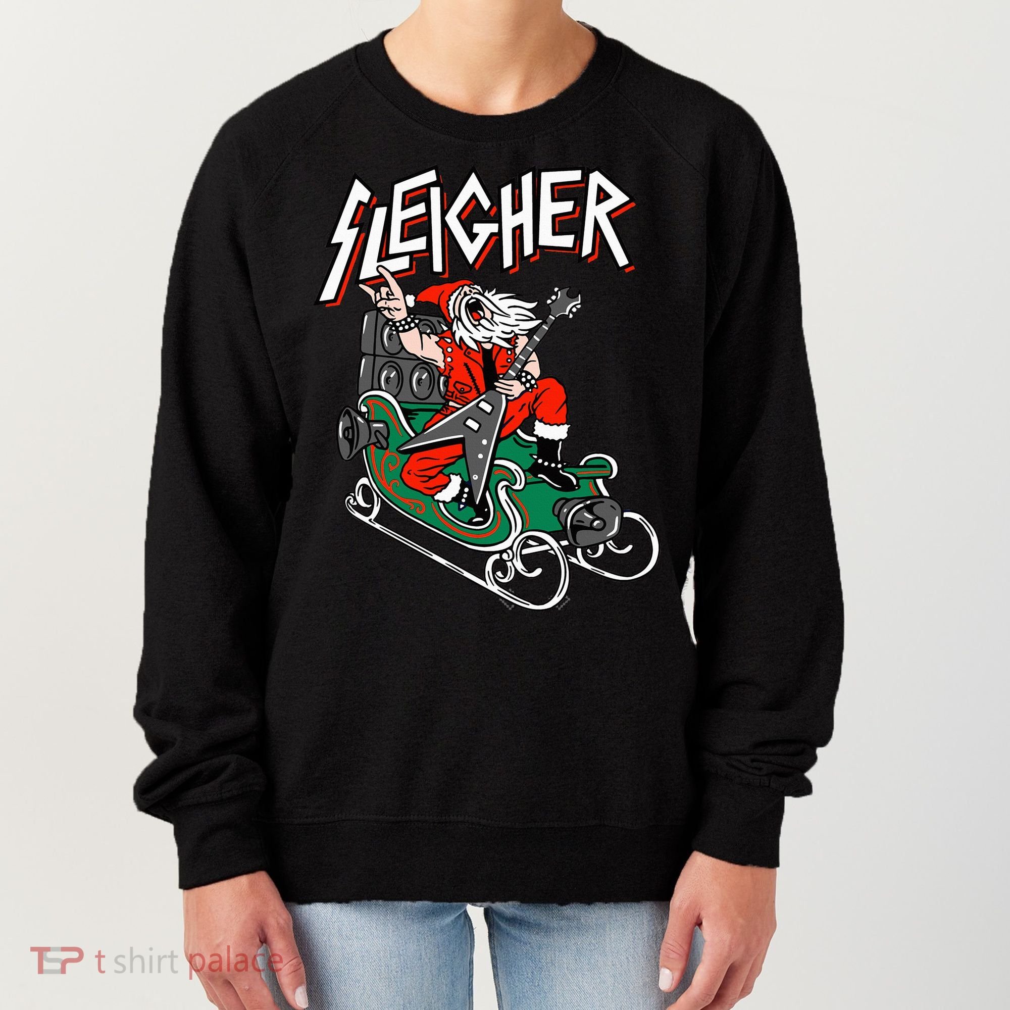 Ugly Christmas Sweater Sleigher Heavy Metal Santa Xmas Women's Sweatshirt
